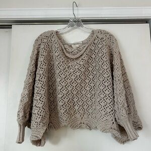 Beige Crochet Crop/Poncho Style Top